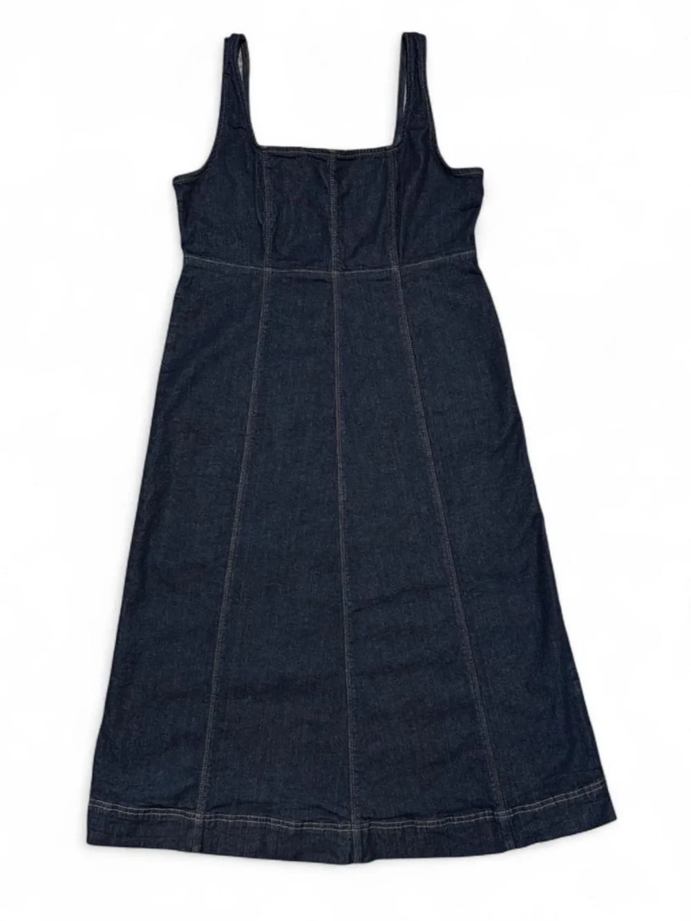 Dark Indigo Denim Square-Neck Midi Dress - Picture 3 of 7